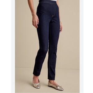 Soft Surroundings Ultimate Denim Pull-On Slim Leg Jeans Dark Wash